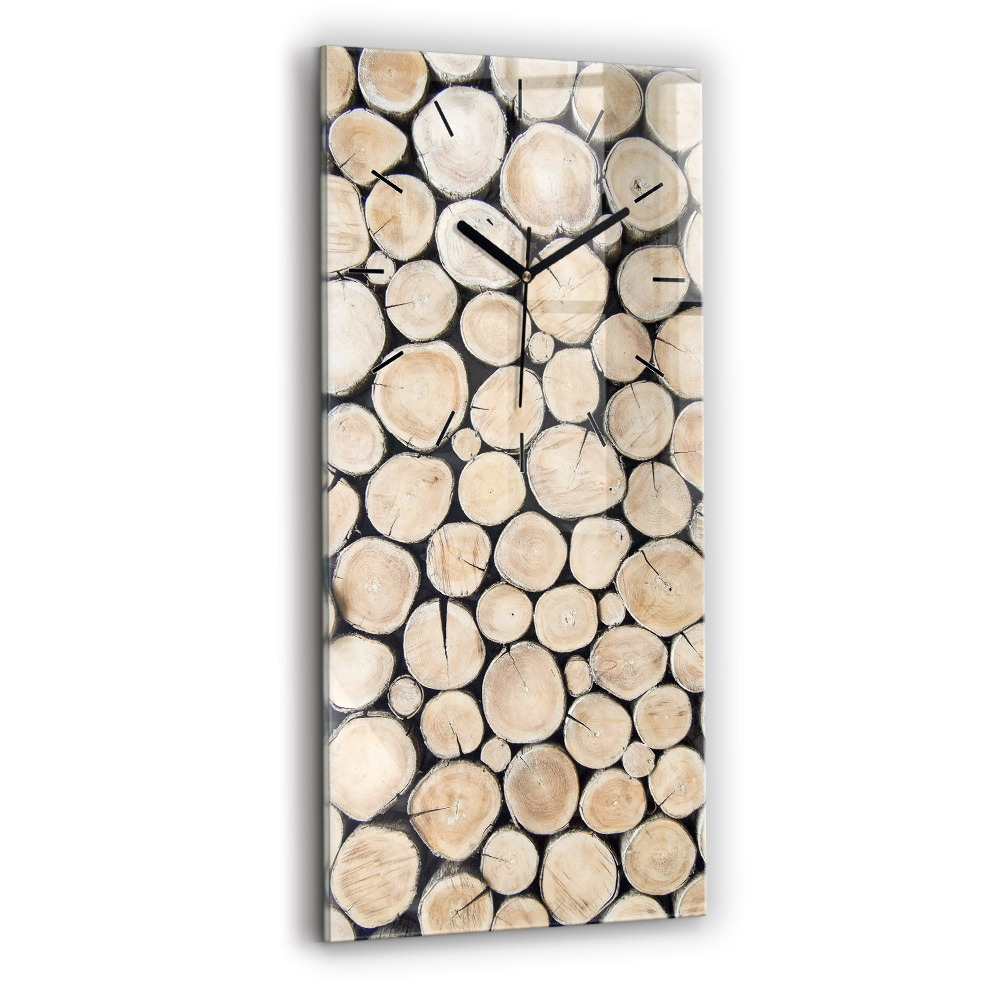 Horloge verticale en verre Troncs d'arbres coupés