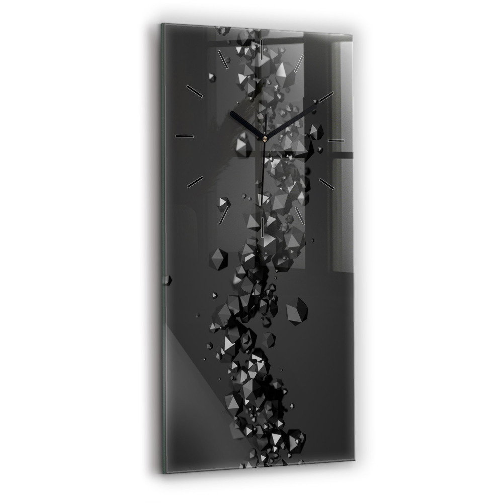 Horloge verticale en verre Abstraction noire