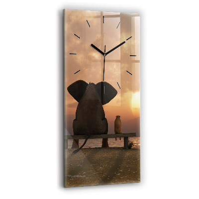 Horloge rectangulaire verticale Animaux et coucher de soleil