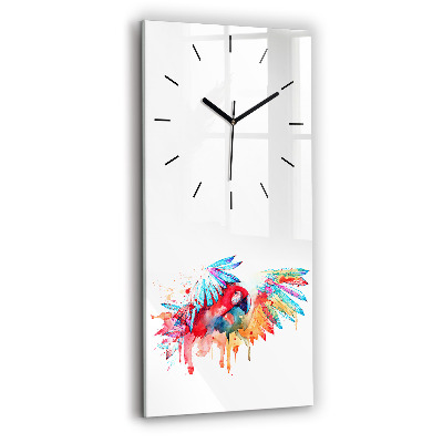 Horloge murale en verre rectangulaire Perroquet rouge coloré