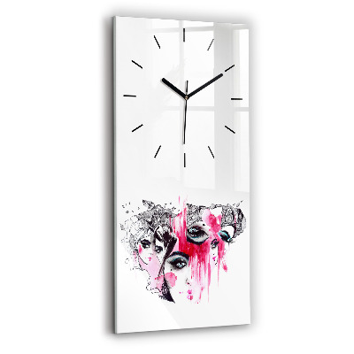 Horloge verticale en verre Abstraction aux multiples visages