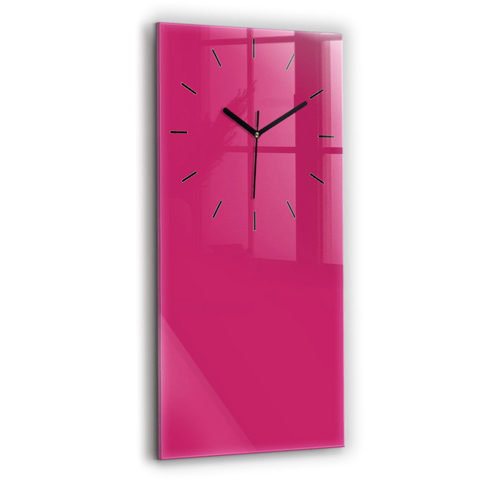 Horloge murale en verre rectangulaire Couleur rose vif