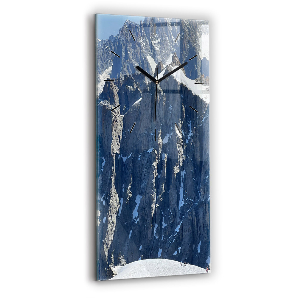 Horloge murale en verre rectangulaire Les Alpes en hiver