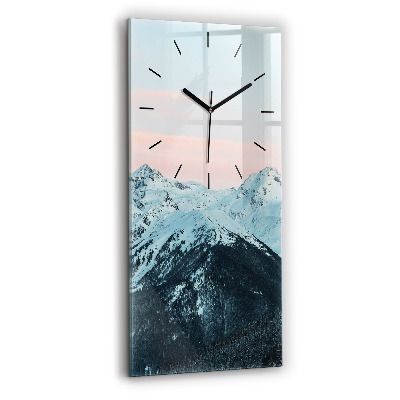 Horloge verticale en verre Chaîne de montagnes en hiver