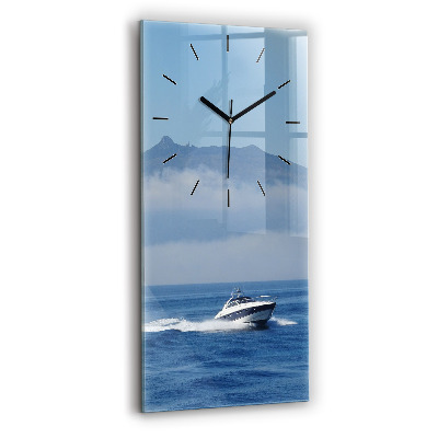 Horloge verticale en verre Bateau flottant sur l'océan
