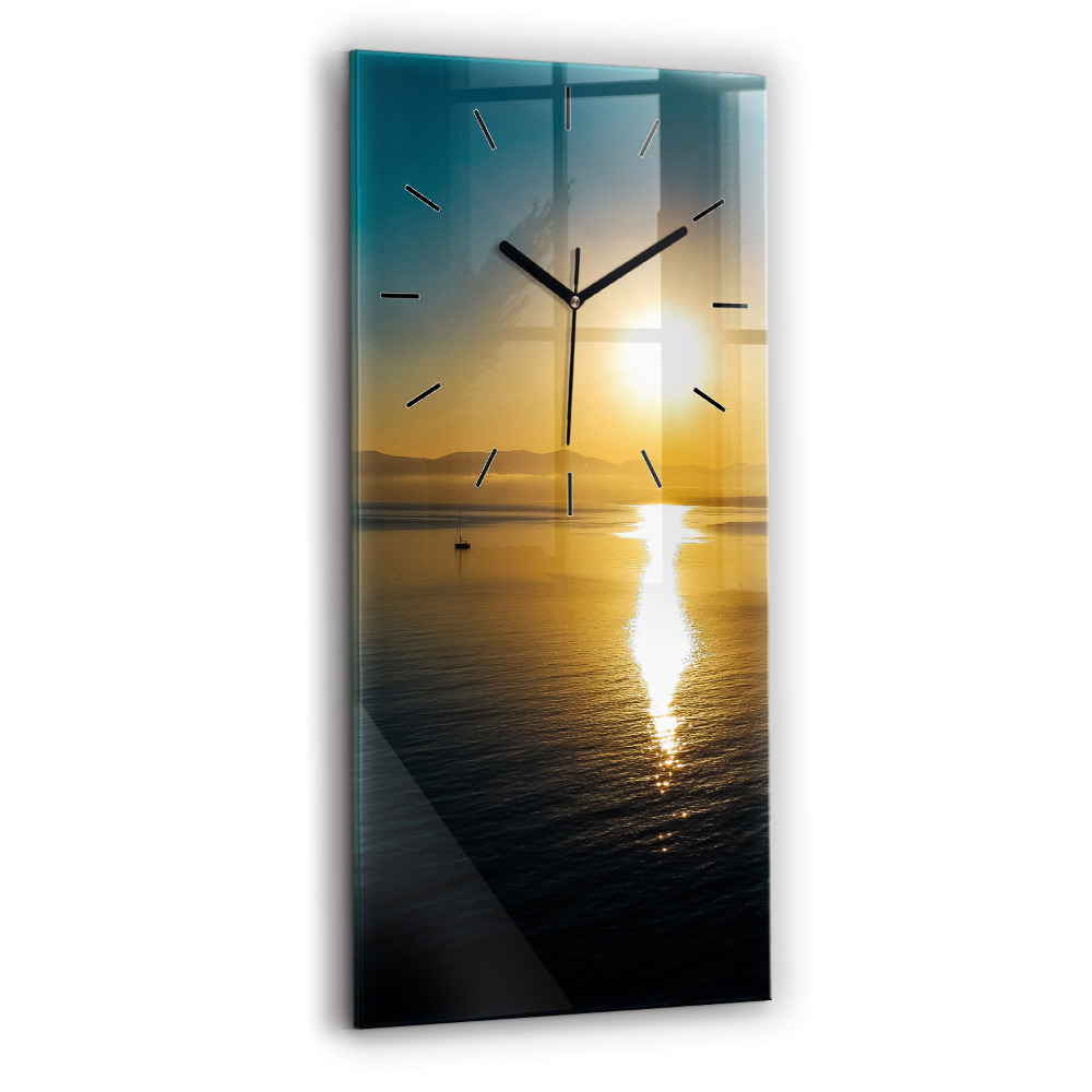 Horloge murale en verre rectangulaire Paysage de lever de soleil