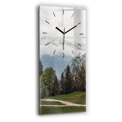 Horloge murale en verre rectangulaire Vue de la montagne