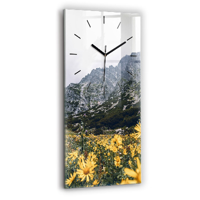 Horloge murale en verre rectangulaire Prairie de fleurs dans les montagnes