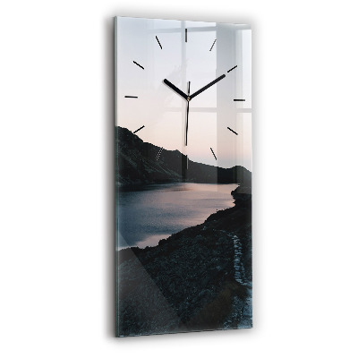 Horloge rectangulaire verticale Lac et montagnes
