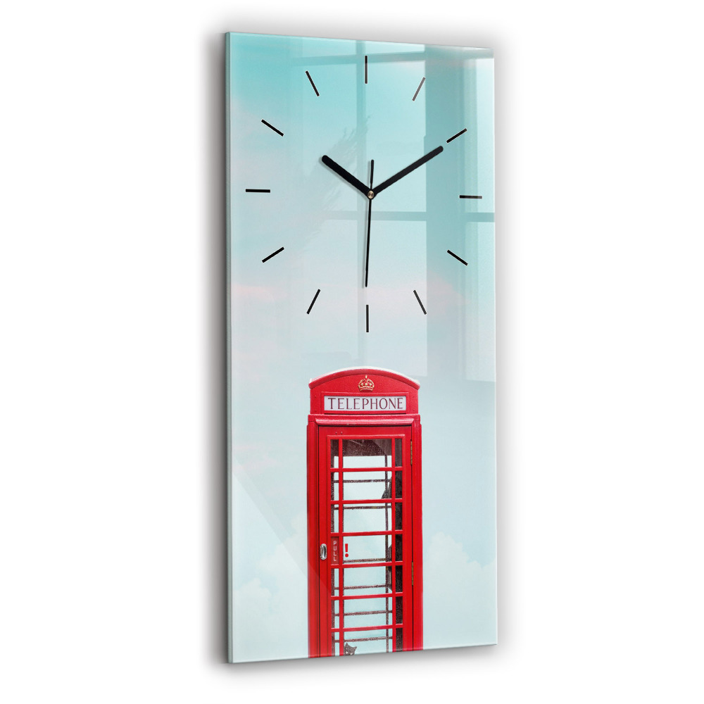 Horloge murale en verre rectangulaire Cabine téléphonique