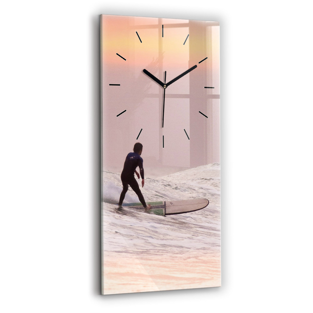 Horloge murale en verre rectangulaire Surfeur à Hawaï