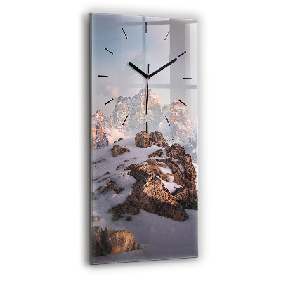Horloge murale en verre rectangulaire Montagne enneigée