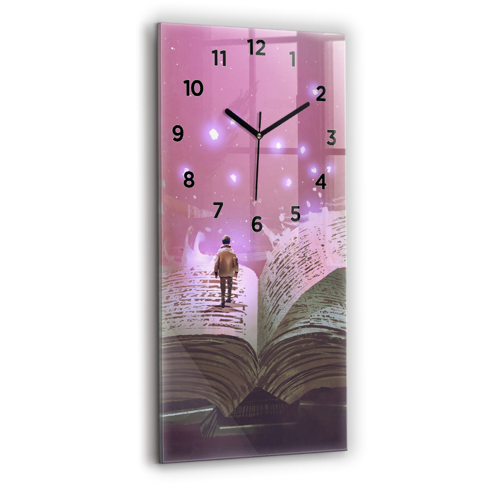 Horloge verticale en verre Livre abstrait