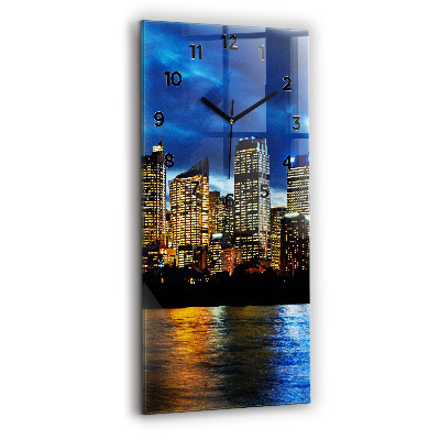 Horloge murale en verre rectangulaire Sydney le soir