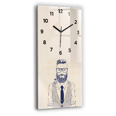 Horloge verticale en verre Homme à barbe