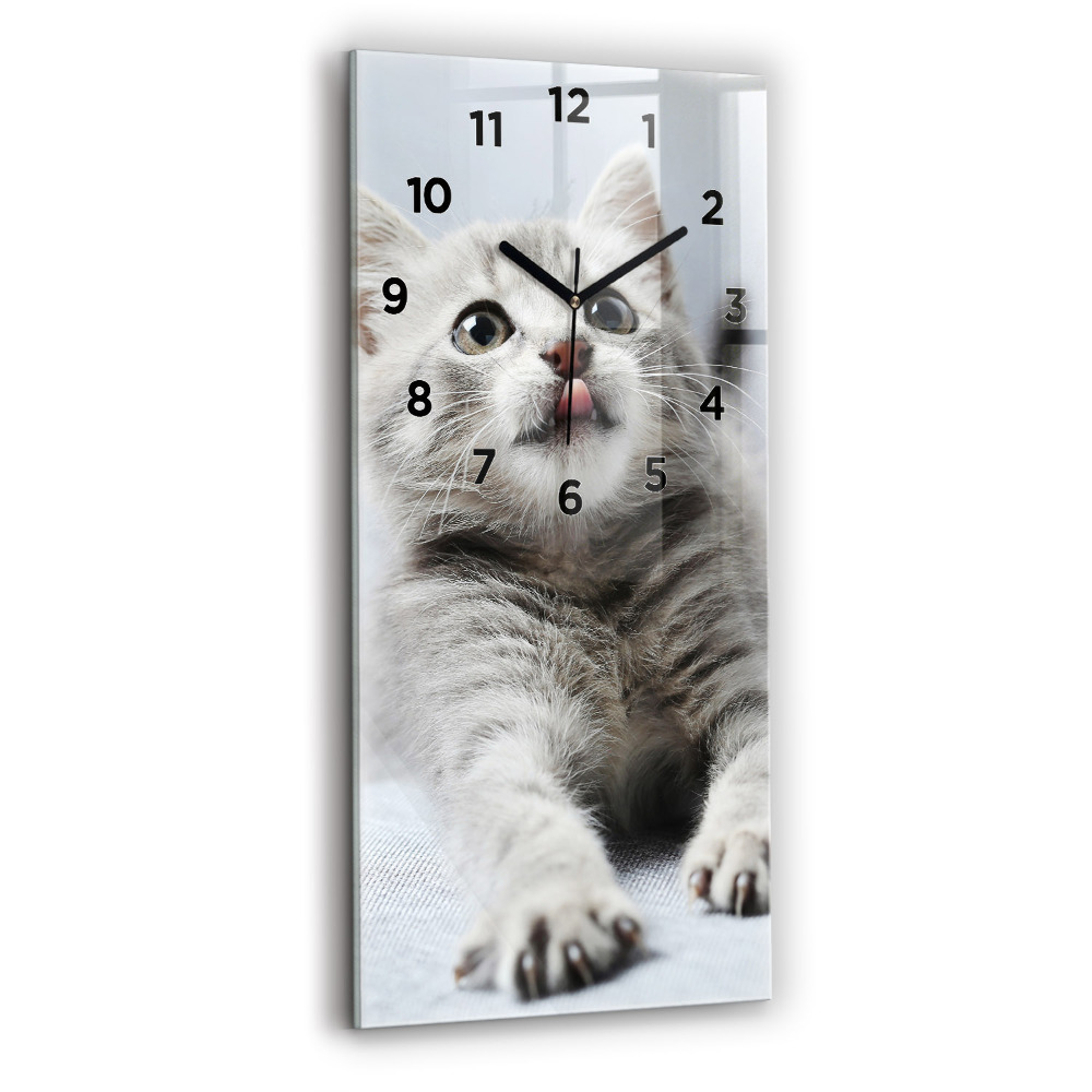 Horloge rectangulaire verticale Chat sur un canapé