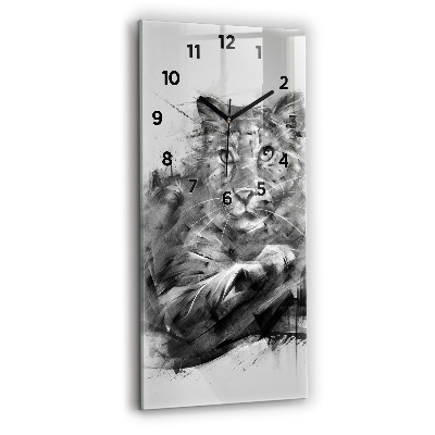 Horloge murale en verre rectangulaire Lion peint