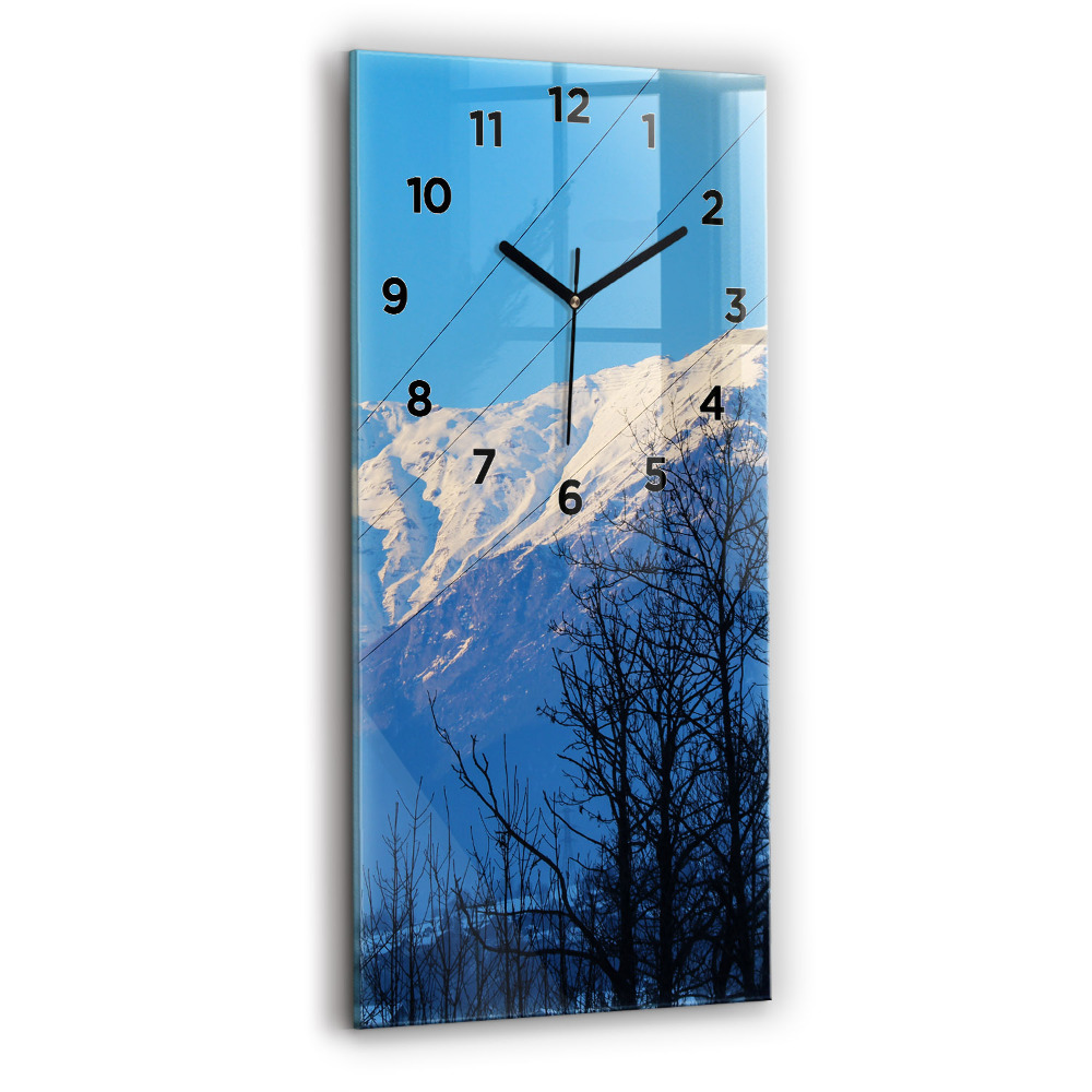 Horloge murale en verre rectangulaire Vue de la montagne