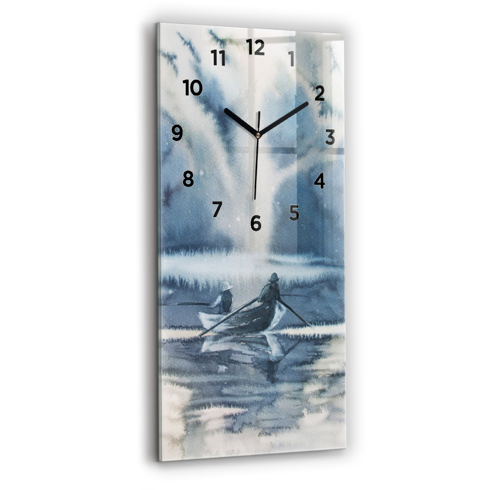 Horloge murale verticale Lac d'hiver Bateau