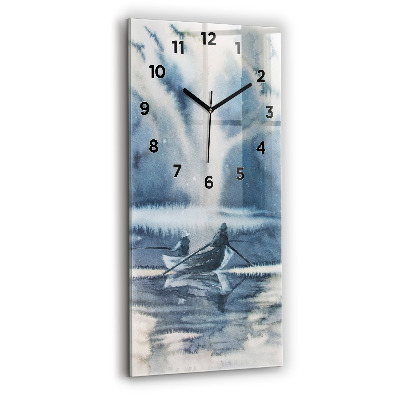 Horloge murale verticale Lac d'hiver Bateau
