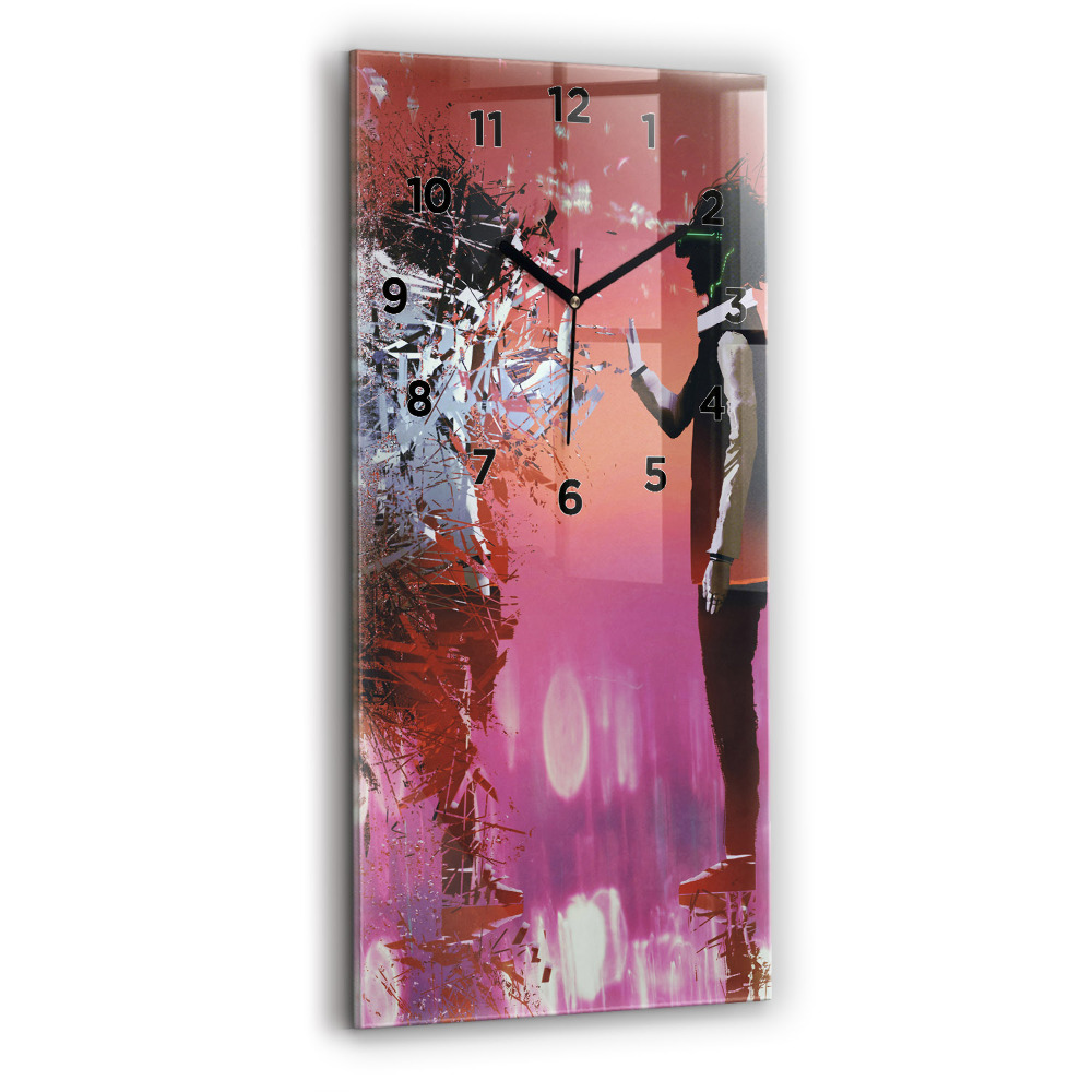 Horloge murale en verre rectangulaire Cyberespace