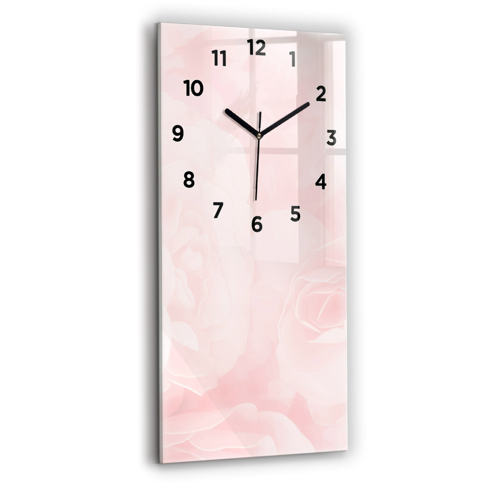 Horloge verticale en verre Roses en fleurs