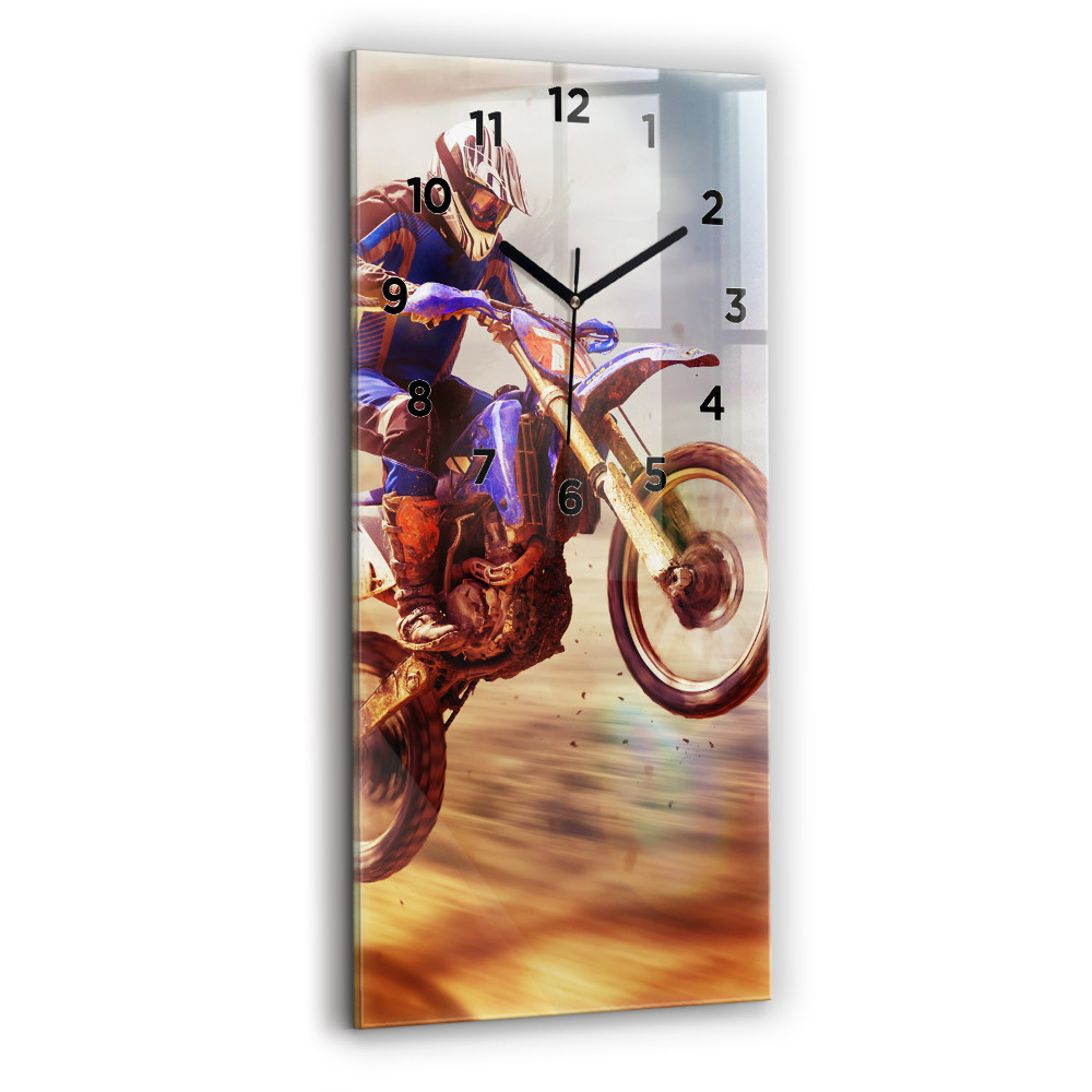 Horloge murale en verre rectangulaire Motocross enduro