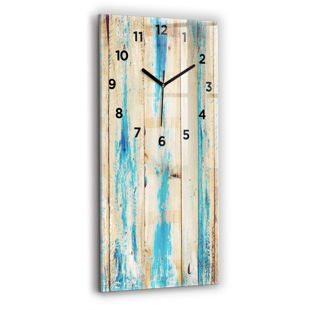 Horloge murale en verre rectangulaire Bois rayé