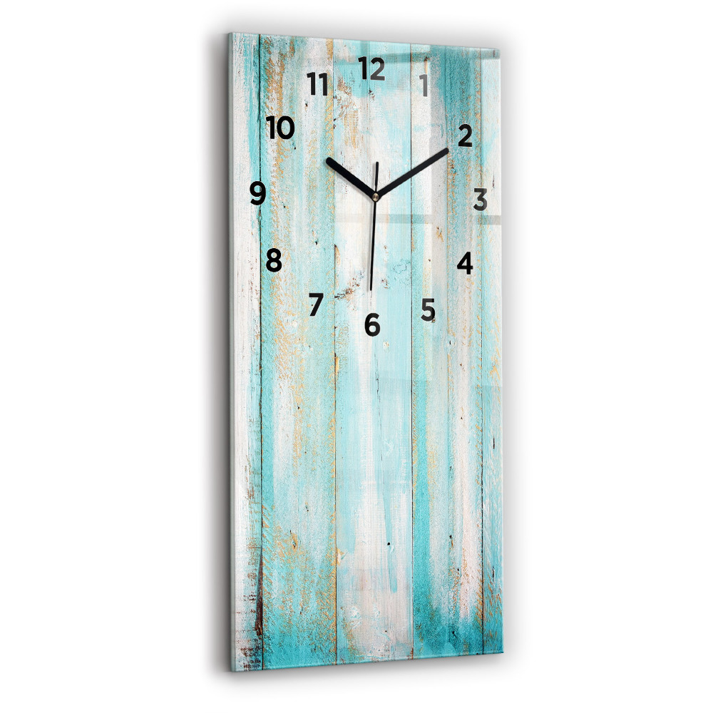 Horloge verticale en verre Planches bleues