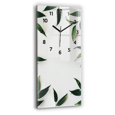 Horloge murale en verre rectangulaire Cadre de feuilles
