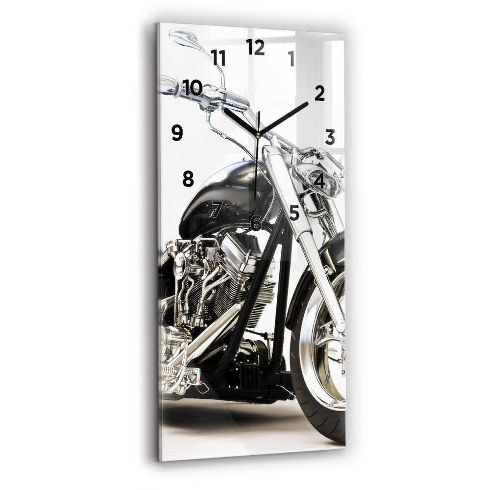 Horloge verticale en verre Moto noire
