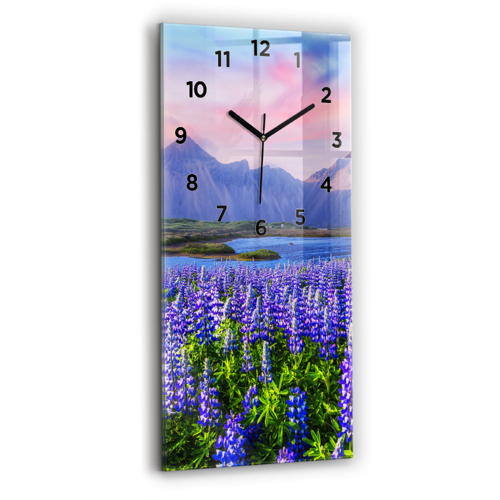 Horloge murale en verre rectangulaire Vue d'une montagne en Islande