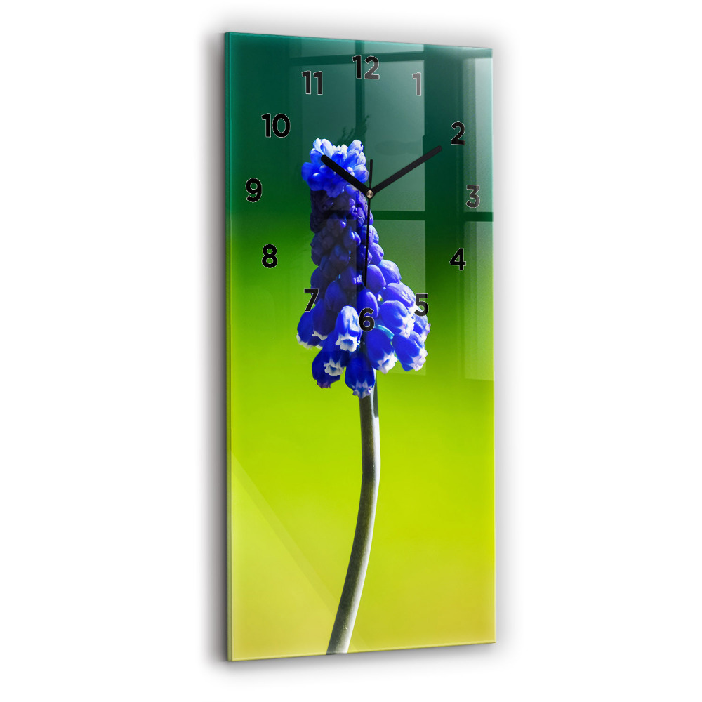 Horloge murale verticale Fleurs bleues