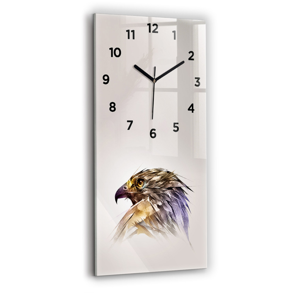 Horloge murale en verre rectangulaire Oiseau de proie