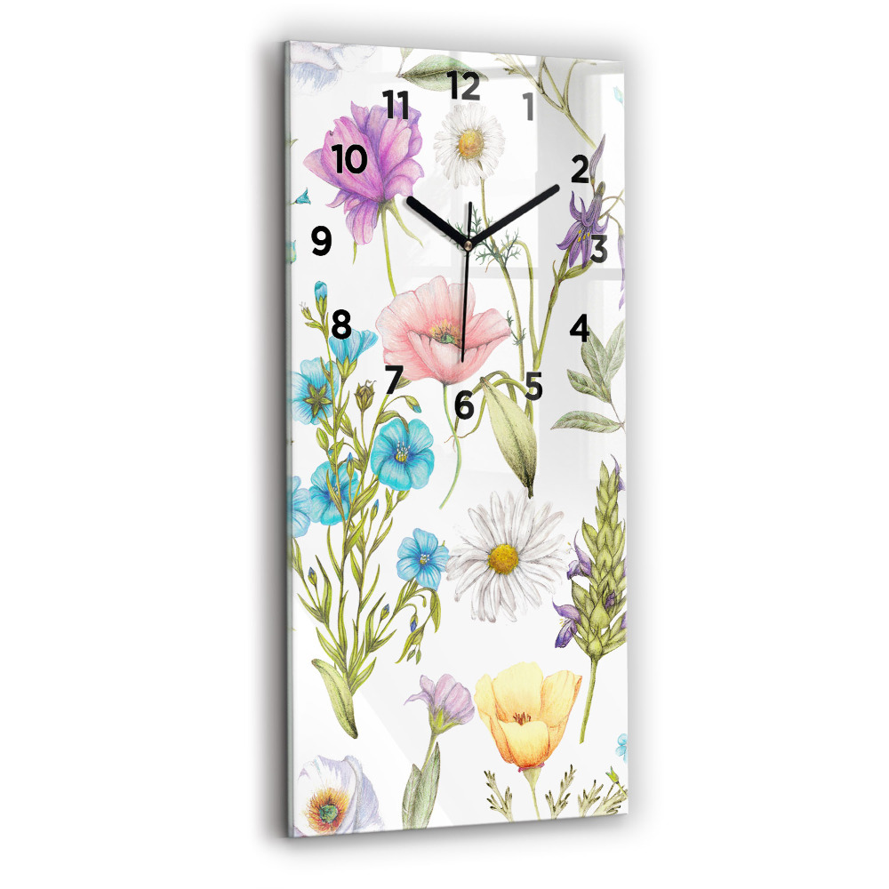 Horloge rectangulaire verticale Composition de fleurs