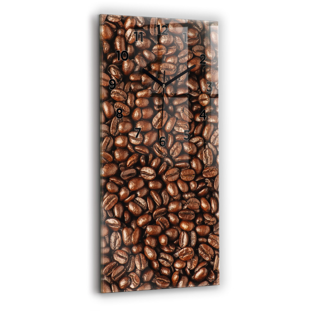 Horloge murale en verre rectangulaire Grains de café