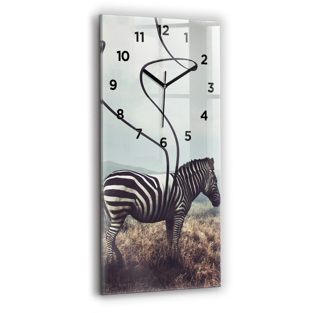 Horloge verticale en verre Zèbre - Abstraction