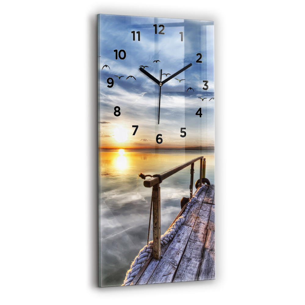 Horloge verticale en verre Lac du coucher du soleil