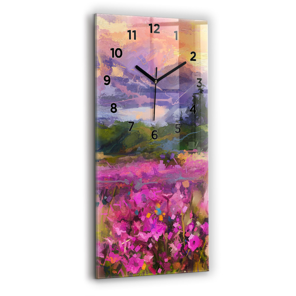 Horloge murale verticale Prairie au coucher du soleil