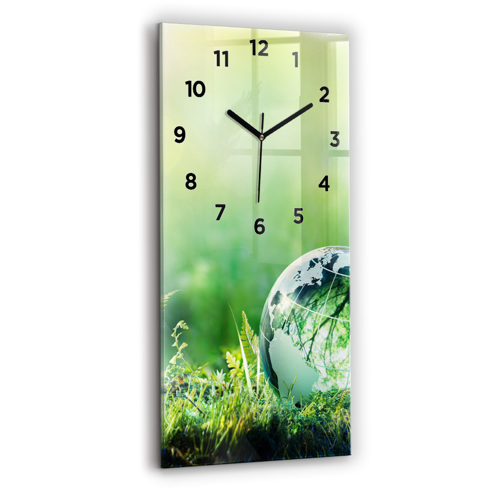 Horloge murale en verre rectangulaire Globe terrestre