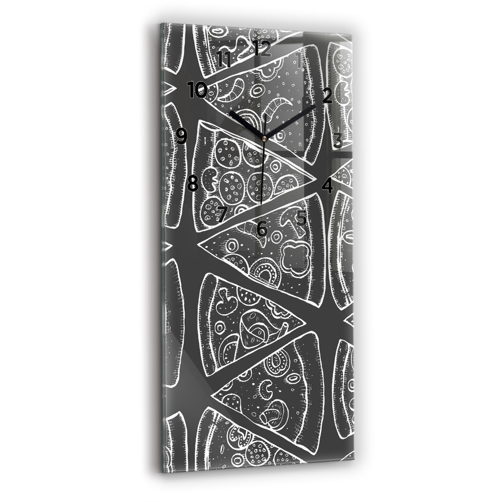 Horloge murale en verre rectangulaire Pizza peinte