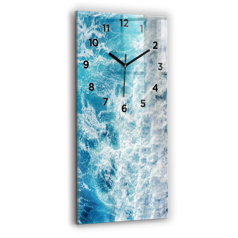 Horloge verticale en verre Vagues de l'océan
