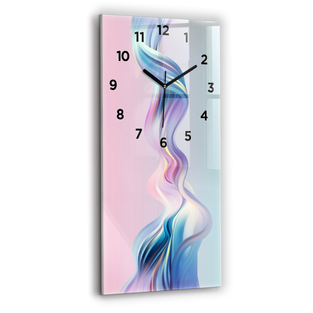 Horloge murale en verre rectangulaire Abstraction de vagues au pastel