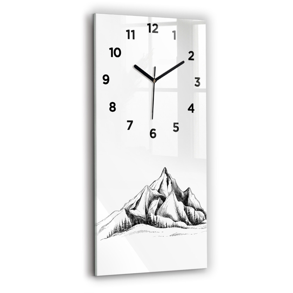 Horloge murale en verre rectangulaire Montagnes dessinées