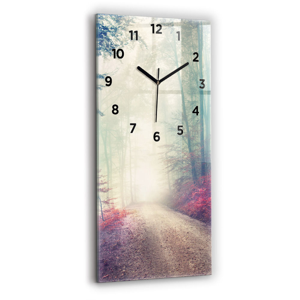 Horloge rectangulaire verticale Route d'automne Forêt de brouillard
