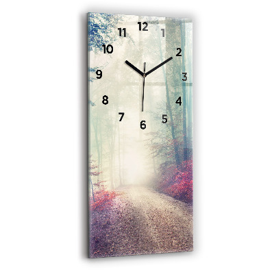 Horloge rectangulaire verticale Route d'automne Forêt de brouillard