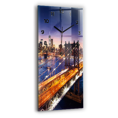 Horloge murale verticale New York et coucher de soleil