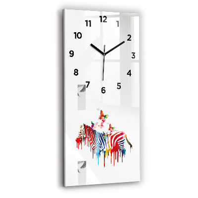 Horloge verticale en verre Zèbre coloré