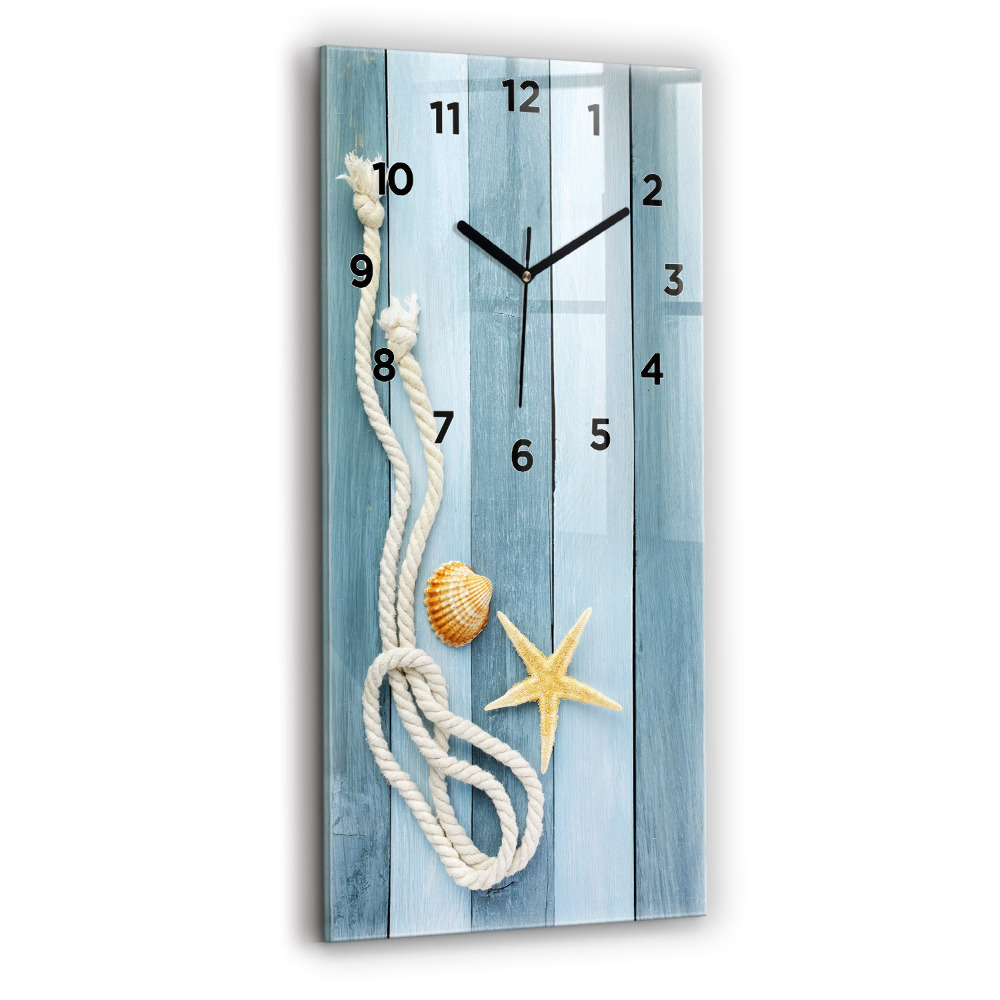 Horloge rectangulaire verticale Rayures et coquillage