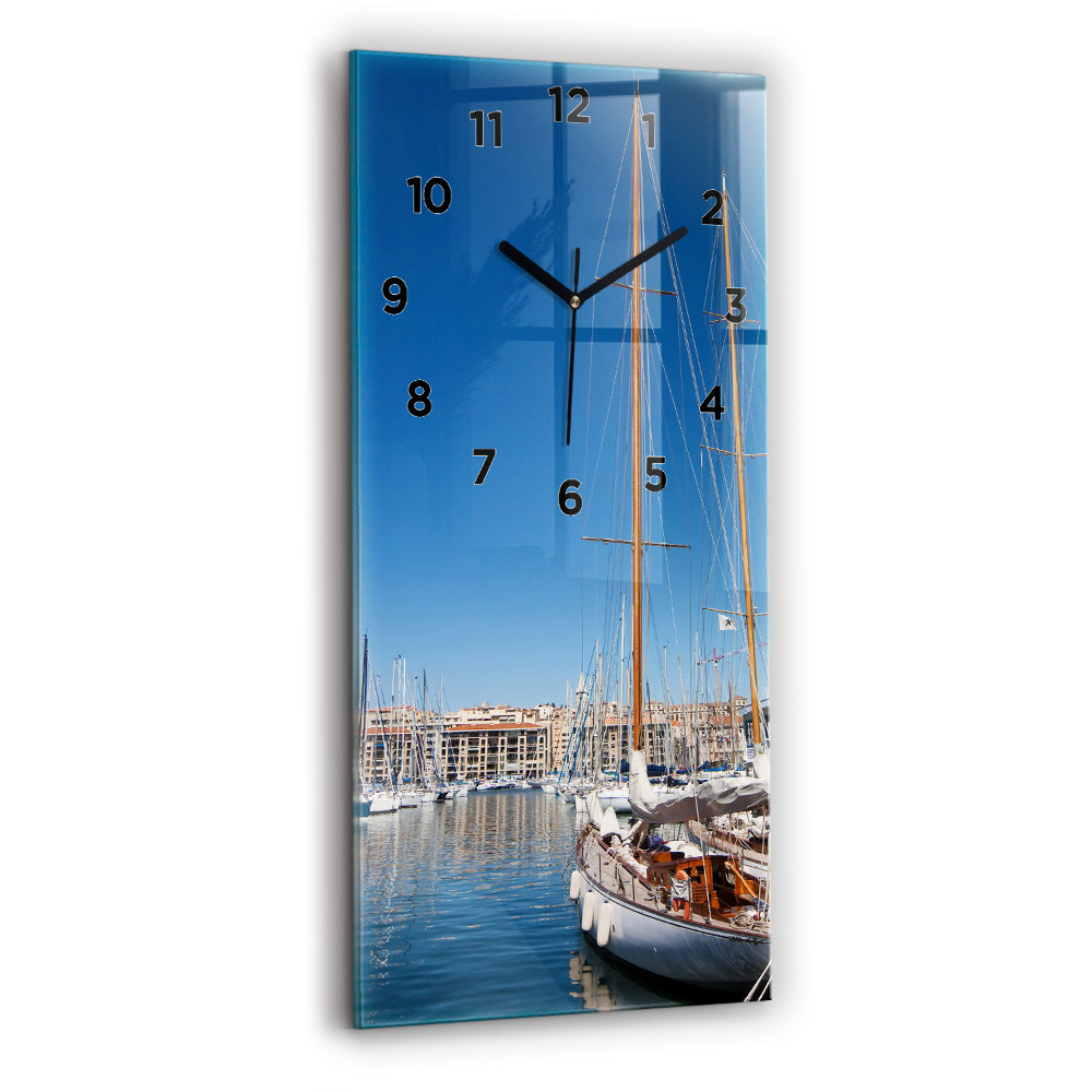 Horloge murale en verre rectangulaire Port de plaisance de Marseille, France